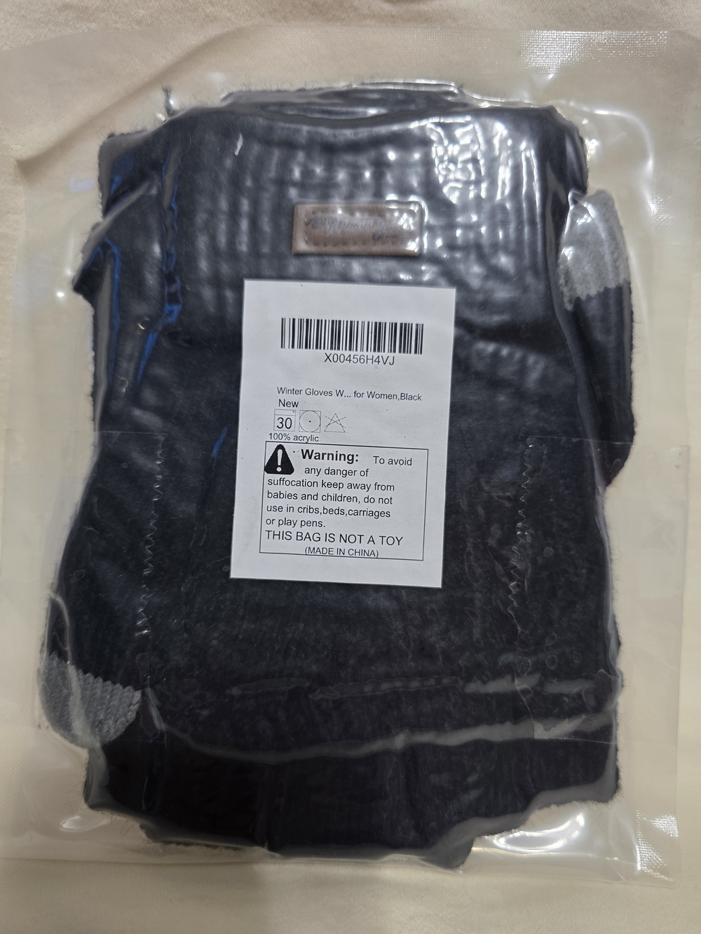 Black Knit Fingerless Winter Gloves with Gray Accents
